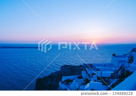 Beautiful sunset in Santorini 134889228