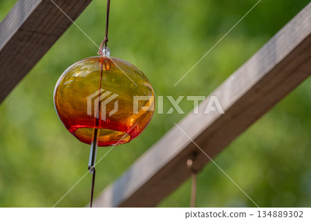 Red glass wind chimes Red glass wind chimes 134889302