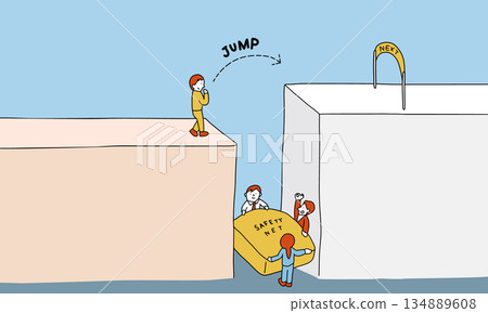 Illustration of a situation where psychological safety allows you to take on difficult challenges Illustration of a situation where psychological safety allows you to take on difficult challenges 134889608
