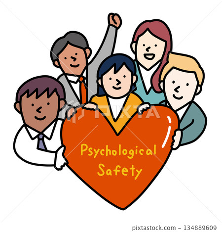 Illustration of a diverse business team that ensures psychological safety 134889609