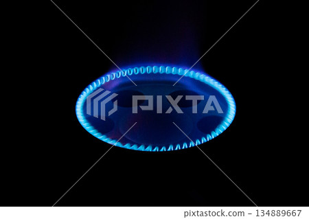 Gas stove gas flame 134889667