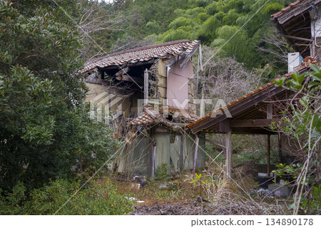 A dilapidated abandoned house in a marginal village A dilapidated abandoned house in a marginal village 134890178