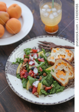 Seafood salad and cheese bread Seafood salad and cheese bread 134890466