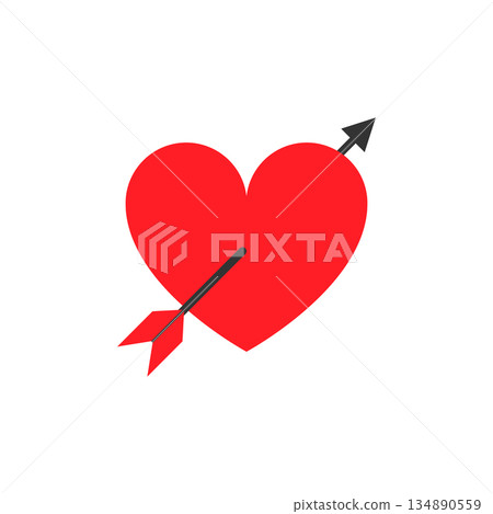 Red heart and arrow symbol Red heart and arrow symbol 134890559