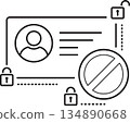 Minimal outline vector icon of user account access restriction interface 134890668