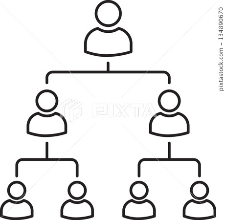 Minimal outline vector illustration of organizational hierarchy and team structure 134890670