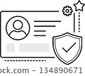 Minimal outline vector illustration of secure user account trust interface 134890671