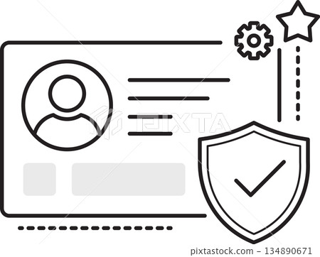 Minimal outline vector illustration of secure user account trust interface 134890671