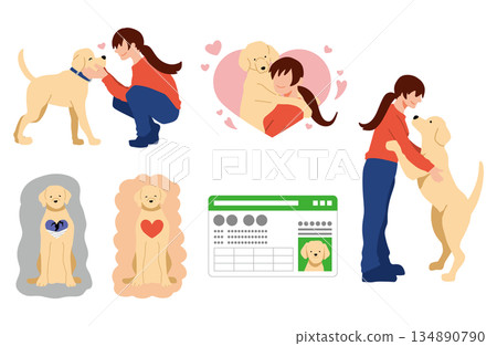 Dog hand-drawn illustration set Dog hand-drawn illustration set 134890790