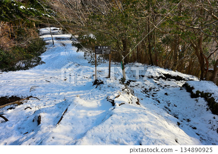 Mount Echizen in the Aitaka Mountains, Fujimi Pass covered in snow Mount Echizen in the Aitaka Mountains, Fujimi Pass covered in snow 134890925