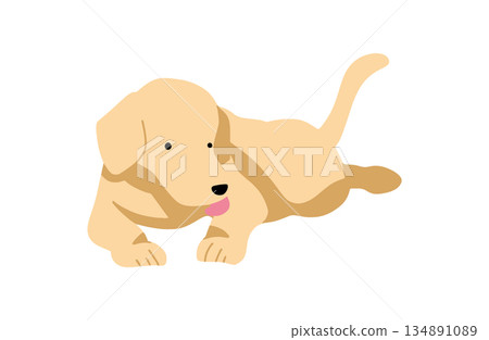 Dog hand-drawn illustration licking 134891089