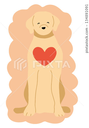 Dog hand-drawn illustration heart 134891091