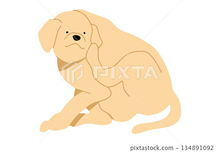 Dog hand-drawn illustration scratching 134891092