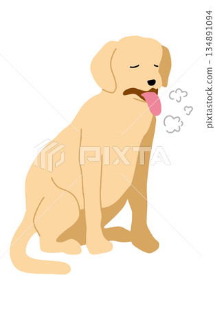 Dog hand-drawn illustration breathing heavily 134891094