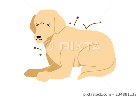 手繪跳蚤狗插圖 134891132