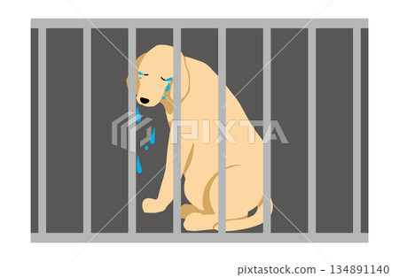 Dog hand-drawn illustration cage 134891140