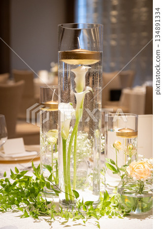 A hotel restaurant decorated with lovely candlelight A hotel restaurant decorated with lovely candlelight 134891334