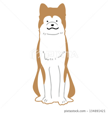 手繪秋田犬插圖 手繪秋田犬插圖 134891421