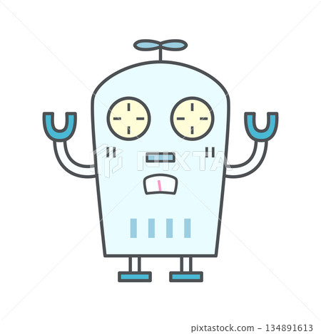 Robot illustration (raising both hands) 134891613