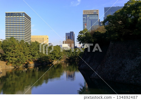 Stone walls of the Imperial Palace Outer Gardens 134892487