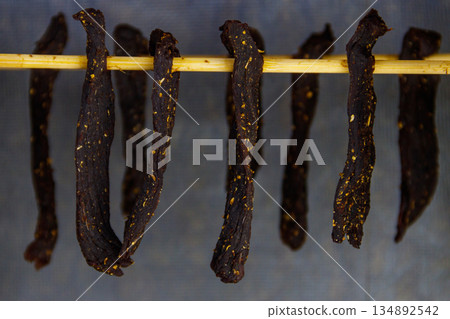 Preparing of South African dried meat or biltong 134892542