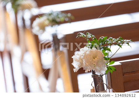White flowers decorating the chapel White flowers decorating the chapel 134892612