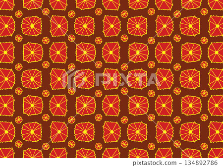 seamless pattern with yellow and red circles 134892786