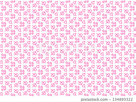 Pink geometric pattern of intersecting lines on a white background with symmetrical design elements and a modern aesthetic. 134893322