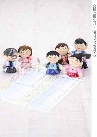 Doctor, nurse, family dolls and medical examination result form Doctor, nurse, family dolls and medical examination result form 134893800