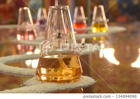 oil candle jar on paddy for offering god in Na Tcha Sa Tai Chi Shrine Chinese temple travellocation on Thailand oil candle jar on paddy for offering god in Na Tcha Sa Tai Chi Shrine Chinese temple travellocation on Thailand 134894098