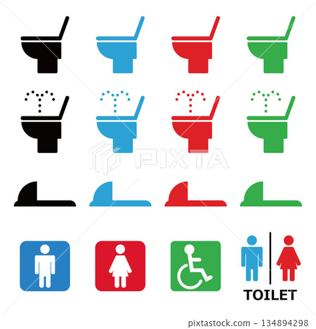 簡單的廁所圖示集 134894298