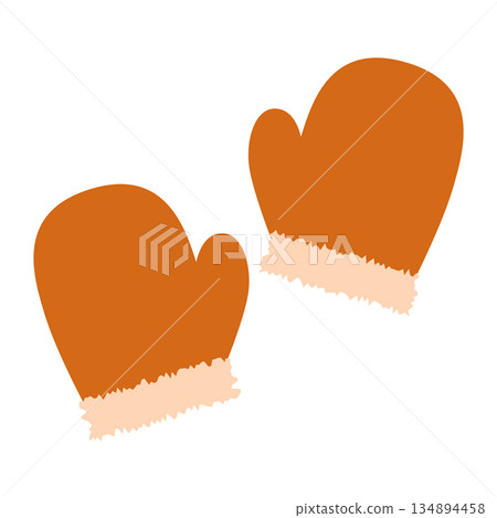 Simple orange gloves for winter cold weather Simple orange gloves for winter cold weather 134894458