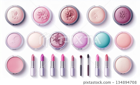 Cosmetics, lipstick, powder, liner, nail polish 134894708