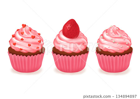 粉紅蛋糕插畫 134894897