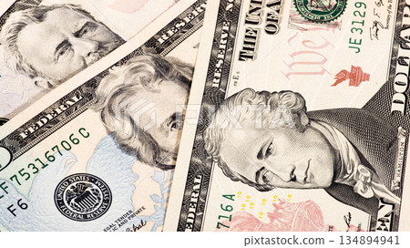 Fragment of dollars closeup Fragment of dollars closeup 134894941
