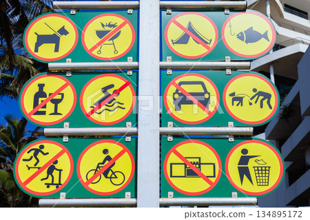Public Signboard No Signs Beach 134895172