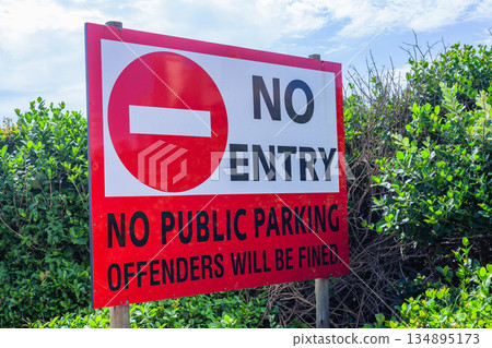 Public Signboard No Entry  Beach 134895173