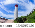 Lighthouse Building Beach Ocean Blue Sky 134895180