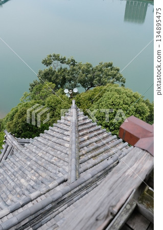 Ancient Temple Roof Detailed Architectural View Ancient Temple Roof Detailed Architectural View 134895475