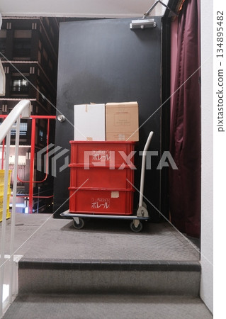 Industrial Storage Boxes Stacked Warehouse Scene Industrial Storage Boxes Stacked Warehouse Scene 134895482