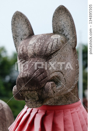 Ancient Stone Dragon Head Detailed Sculpture 134895505