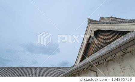 一座歷史悠久的建築,在藍天的映襯下格外引人注目 一座歷史悠久的建築,在藍天的映襯下格外引人注目 134895739