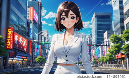 身穿日式動漫風格服裝的年輕女子 134895961