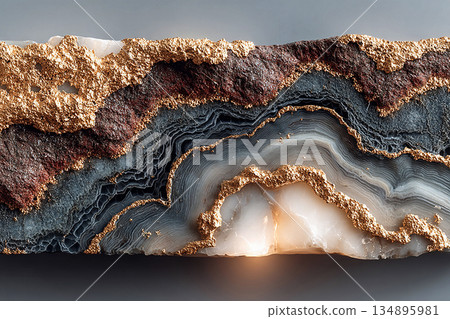 Premium stone material for interior. Marble polished surface. Veining details. Stone texture. 134895981