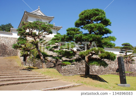 A stone pillar engraved with the words "Historic Site: Nihonmatsu Castle Ruins" and the entrance to the castle (Nihonmatsu City, Fukushima Prefecture) A stone pillar engraved with the words "Historic Site: Nihonmatsu Castle Ruins" and the entrance to the castle (Nihonmatsu City, Fukushima Prefecture) 134896083