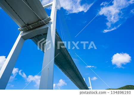 從路公園看到的女神大橋（長崎市） 134896193