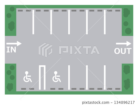 用於營運便利的平地停車場的土地利用示意圖 134896217