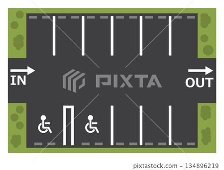 用於營運便利的平地停車場的土地利用示意圖 134896219