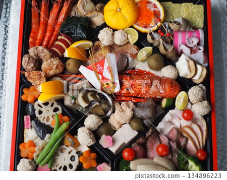 Gorgeous New Year dishes 134896223