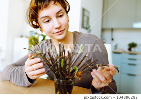 rooting cuttings of fruit trees 134896282